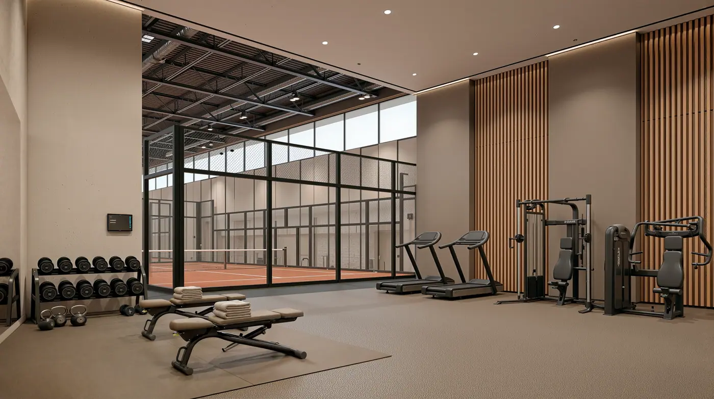 Warm-up area beside the court